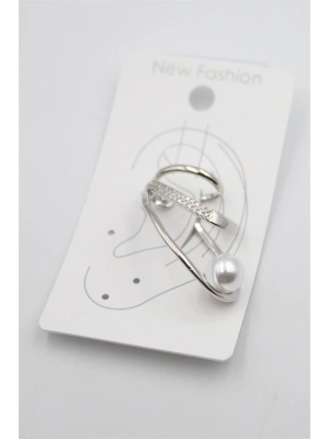 Taşlı Kıkırdak Küpe - Gümüş