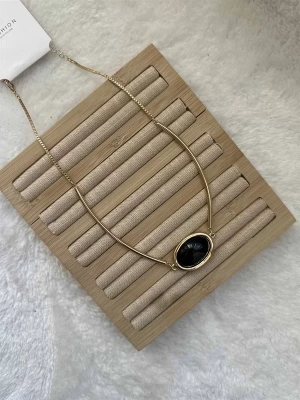 Taşlı Kolye - Kahverengi