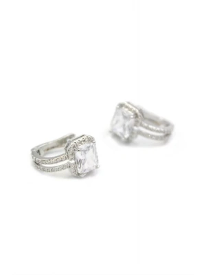 Taşlı Küpe - Beyaz