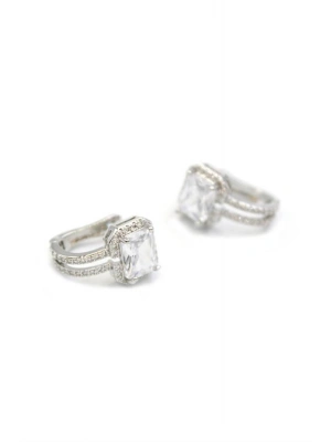 Taşlı Küpe - Beyaz