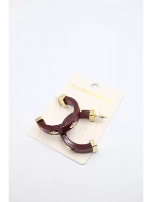 Taşlı Küpe - Bordo