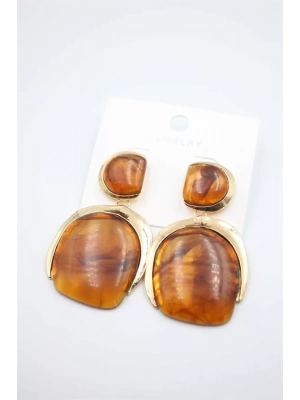 Taşlı Küpe - Kahverengi