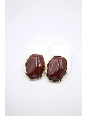 Taşlı Küpe - Kahverengi