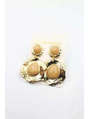 Taşlı Küpe - Kahverengi