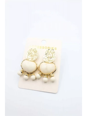 Taşlı Küpe - Krem