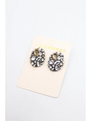 Taşlı Küpe - Siyah