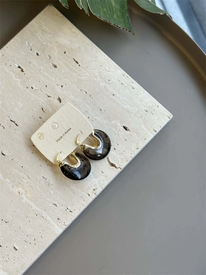 Taşlı Küpe - Siyah