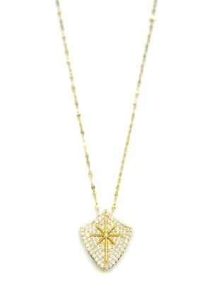 Taşlı Kutup Yıldızı Kolye - Altın