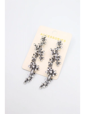 Taşlı Mercan Küpe - Siyah