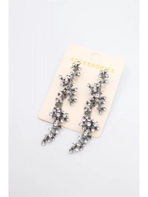 Taşlı Mercan Küpe - Siyah