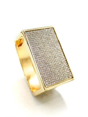 Taşlı Plaka Bilezik - Altın