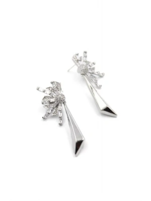 Taşlı Sallantılı Küpe - Gümüş