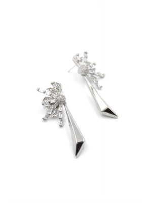 Taşlı Sallantılı Küpe - Gümüş