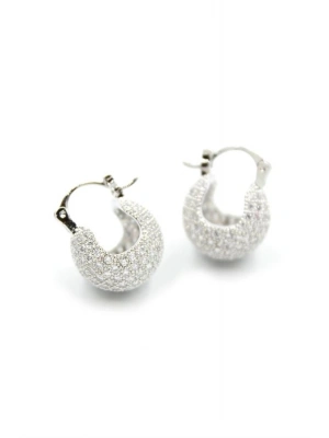 Taşlı Top Küpe - Gümüş