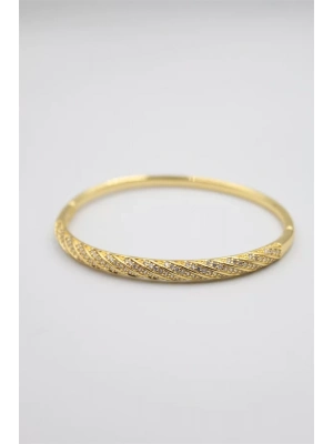 Taşlı Vip Bilezik - Altın