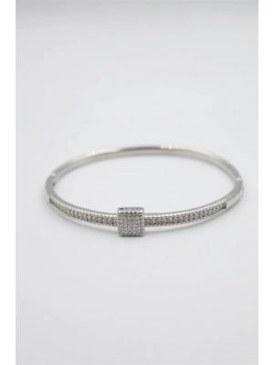 Taşlı Vip Bilezik - Gümüş