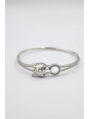 Taşlı Vip Bilezik - Gümüş