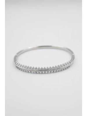 Taşlı Vip Bilezik - Gümüş