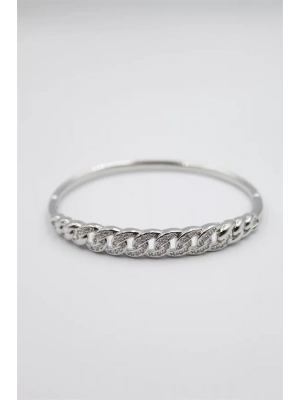 Taşlı Vip Bilezik - Gümüş