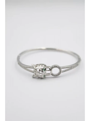 Taşlı Vip Bilezik - Gümüş