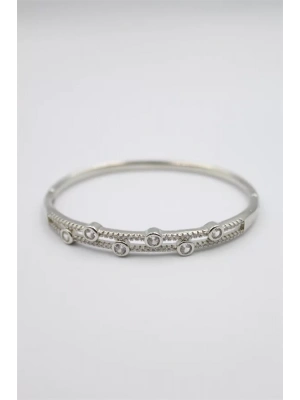 Taşlı Vip Bilezik - Gümüş