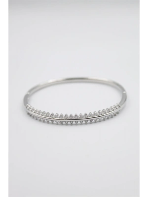 Taşlı Vip Bilezik - Gümüş