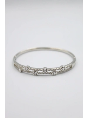 Taşlı Vip Bilezik - Gümüş