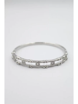 Taşlı Vip Bilezik - Gümüş