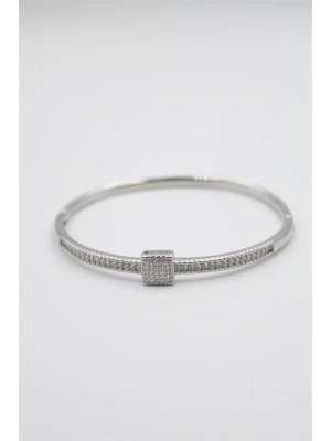 Taşlı Vip Bilezik - Gümüş