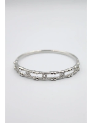 Taşlı Vip Bilezik - Gümüş