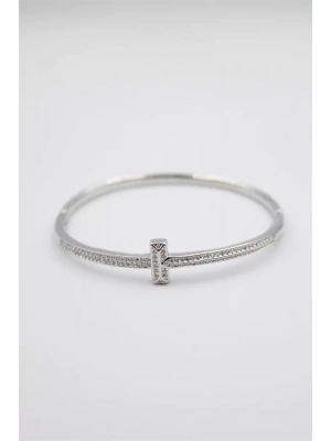 Taşlı Vip Bilezik - Gümüş