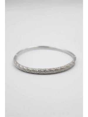 Taşlı Vip Bilezik - Gümüş