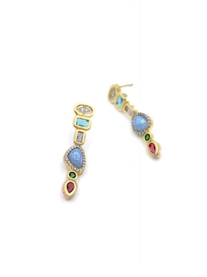 Taşlı Vip Küpe - Altın