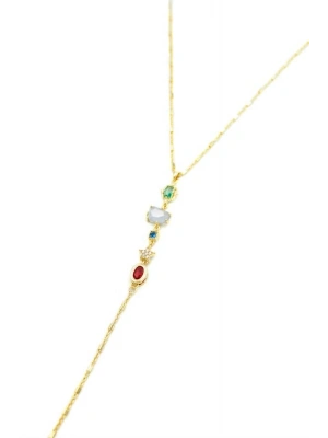 Taşlı Y Kolye - Altın