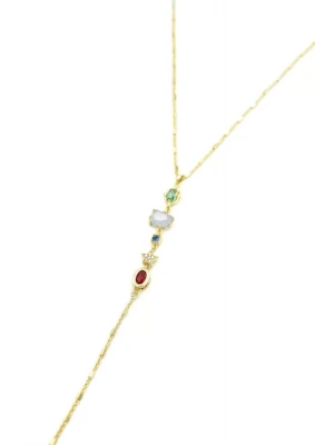 Taşlı Y Kolye - Altın