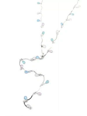 Taşlı Y Kolye - Gümüş