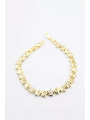 Taşlı Yıldız Bileklik - Altın