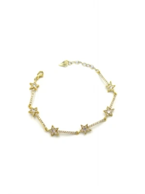 Taşlı Yıldız Bileklik - Altın