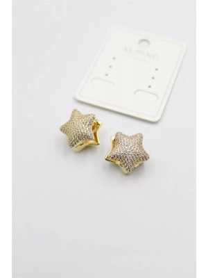 Taşlı Yıldız  Küpe - Altın