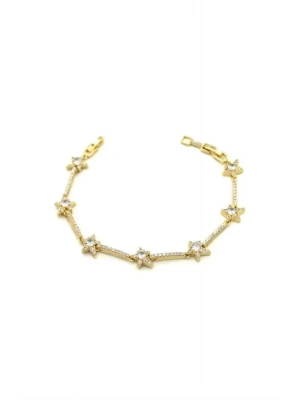 Taşlı Yıldız VİP Bileklik - Altın