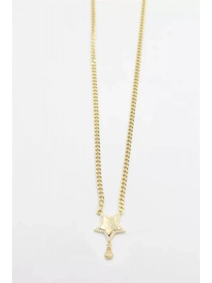 Taşlı Yıldız Vip Kolye - Altın