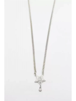 Taşlı Yıldız Vip Kolye - Gümüş