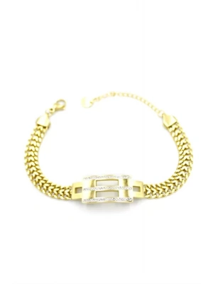 Taşlı Zincir Bileklik - Altın