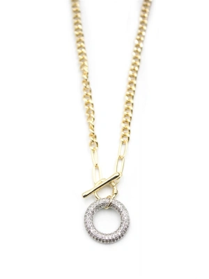 Taşlı Zincir Kolye - Altın