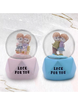 Tatlı Çift Temalı Mini Boy Işıklı Kar Küresi