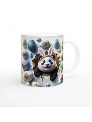 Tavşan Kulaklı Çiçek Taçlı Panda Temalı Baskılı Kupa Bardak