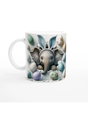 Tavşan Kulaklı Fil ve Paskalya Yumurtaları Temalı Baskılı Kupa Bardak