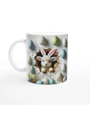 Tavşan Kulaklı Kuzu ve Paskalya Yumurtaları Temalı Baskılı Kupa Bardak