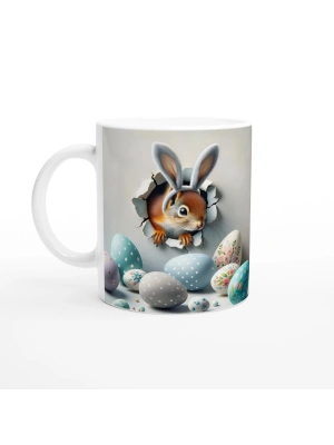 Tavşan Kulaklı Sincap Temalı Baskılı Kupa Bardak