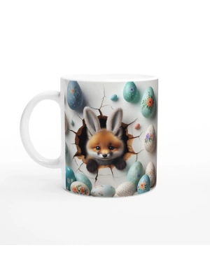 Tavşan Kulaklı Tilki ve Çiçekli Paskalya Yumurtaları Temalı Baskılı Kupa Bardak